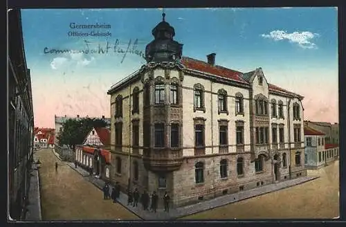 AK Germersheim, Offiziers-Gebäude mit Strasse