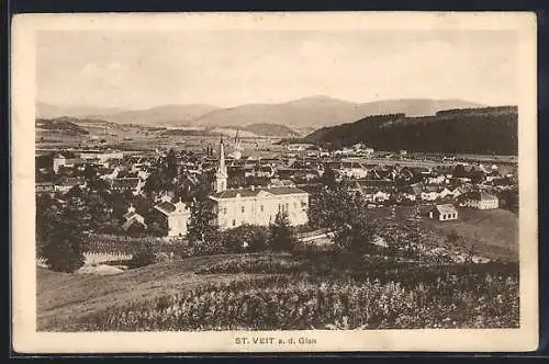 AK St. Veit a.d. Glan, Blick auf den Ort und seinem Umgebung von einer Anhöhe aus