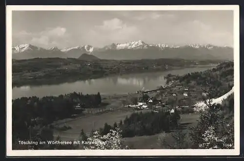 AK Techelsberg am Wörther See, Töschling mit See und Karawanken aus der Vogelschau