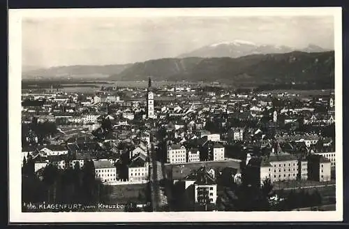 AK Klagenfurt, Gesamtansicht der Stadt vom Kreuzberg aus