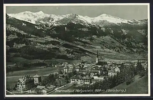 AK Hofgastein /Salzburg, Totalansicht mit Bergpanorama aus der Vogelschau