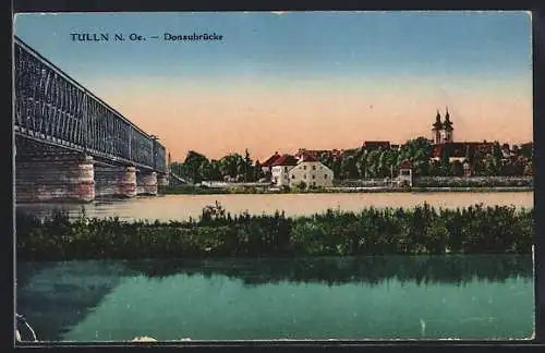 AK Tulln /N. Oe., Donaubrücke mit Ortspanorama