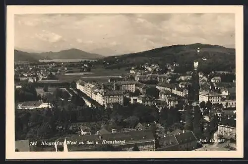 AK Klagenfurt West, Ortsansicht mit See und Kreuzbergl