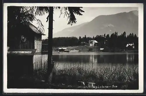 AK Villach, St. Magdalena-See, Häuser und Villen am See