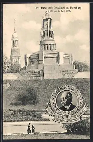 AK Hamburg-St. Pauli, Bismarck-Denkmal, enthüllt am 2.6.1906