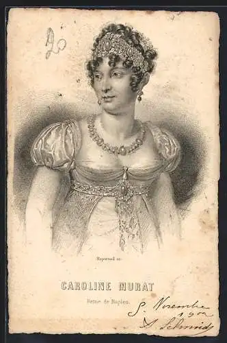 AK Portrait von Caroline Murat, Schwester von Napoleon