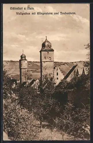 AK Ochsenfurt, Wallgraben mit Klingen- und Taubenturm