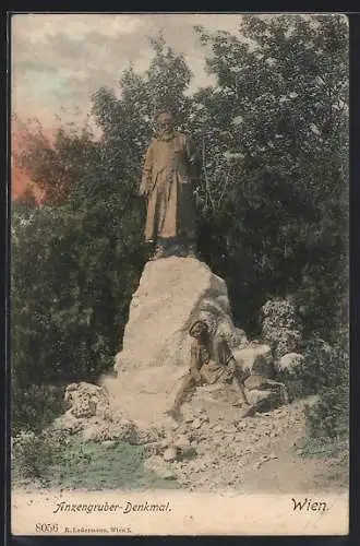 AK Wien, Ludwig Anzengruber-Denkmal am Schmerlingplatz, Enthüllt 1905