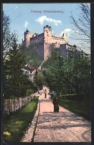 AK Salzburg, Blick zur Festung Hohensalzburg