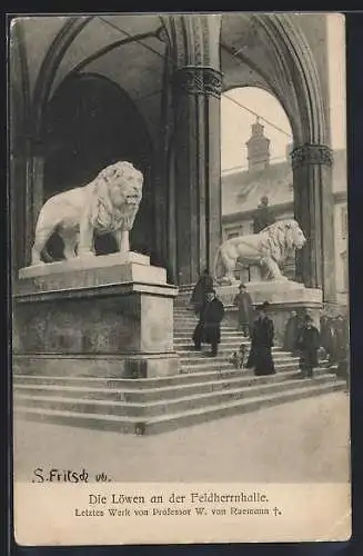 AK München, Die Löwen an der Feldherrnhalle