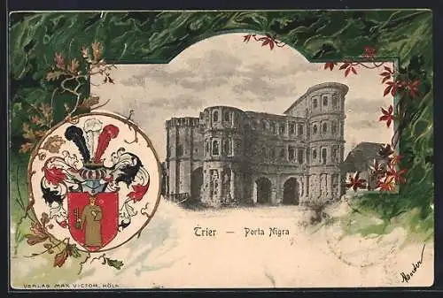 AK Trier, Blick auf die Porta Nigra, Wappen