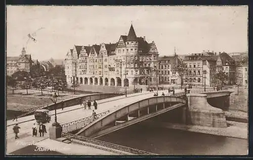 AK Pforzheim, Blick auf Auerbrücke