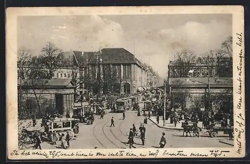 AK Berlin, Leipziger Platz mit Strassenbahn