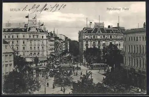 AK Berlin-Tiergarten, Strassenbahnen am Potsdamer Platz