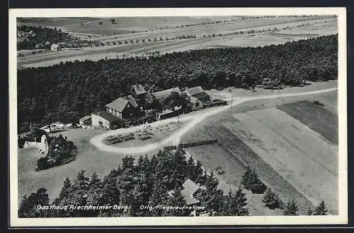 AK Erfurt, Gasthaus Riechheimer Berg, Fliegeraufnahme der Lokalität