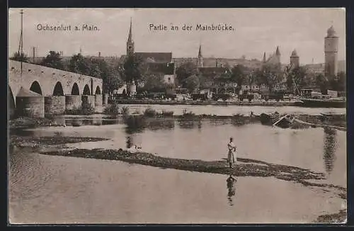 AK Ochsenfurt a. Main, Partie an der Mainbrücke