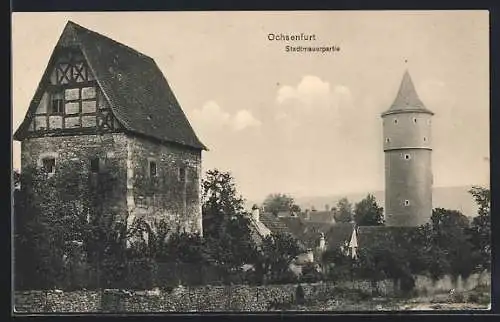 AK Ochsenfurt / Main, Stadtmauerpartie