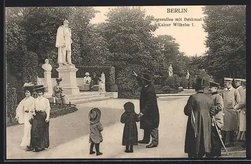 AK Berlin-Tiergarten, Siegesallee mit Denkmal Kaiser Wilhelm I.