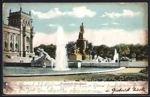 AK Berlin, Bismarck-Denkmal am Reichstag