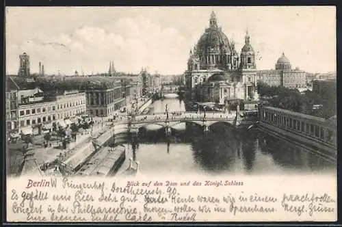 AK Berlin, Burgstrasse mit Blick auf Dom und Kgl. Schloss