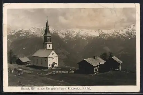 AK Ober-Rangersdorf, Ortsansicht mit Marterl