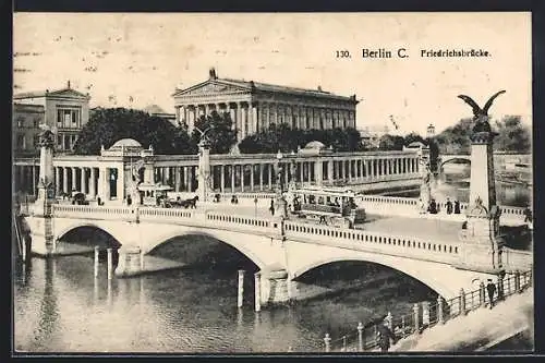 AK Berlin, Strassenbahn auf der Friedrichsbrücke