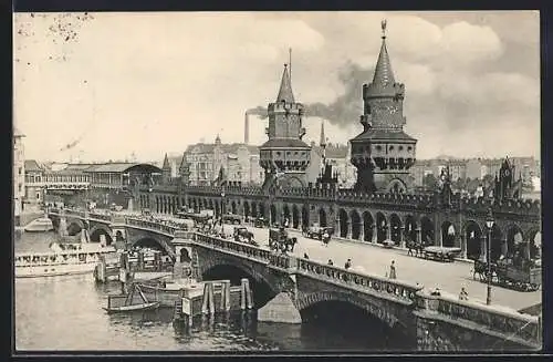 AK Berlin-Friedrichshain, Oberbaumbrücke aus der Vogelschau