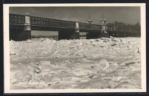 AK Wien, Reichsbrücke, Eisstoss 1929