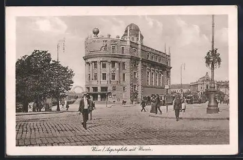 AK Wien, Aspernplatz mit Urania, Strassenbahn