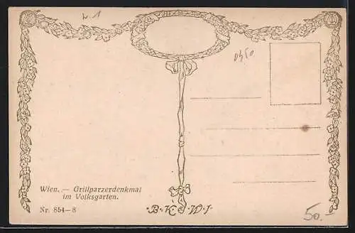 Künstler-AK R. Preuss: Wien, Grillparzer-Denkmal im Volksgarten