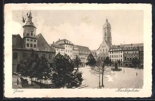 AK Jena, Marktplatz, Pferdekutsche