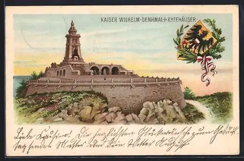 Lithographie Kyffhäuser, Kaiser Wilhelm-Denkmal