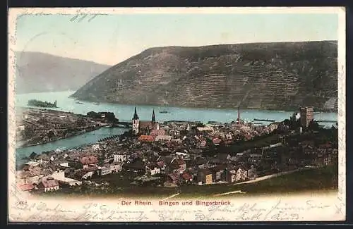 AK Bingen / Rhein, Ortschaft und Bingerbrück mit Rhein