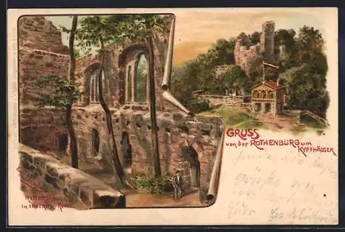 Künstler-AK Erwin Spindler: Rothenburg / Kyffh., Rittersaal im Inneren der Ruine