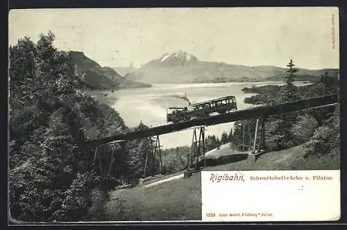 AK Rigibahn mit Schnurtobelbrücke, Pilatus