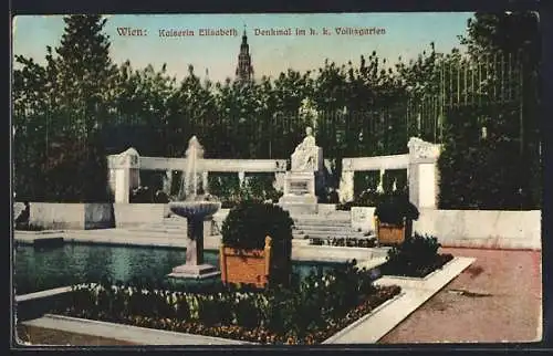 AK Wien, Kaiserin Elisabeth-Denkmal im k. k. Volksgarten