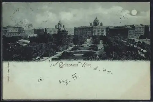 Mondschein-AK Wien, Panorama mit Park