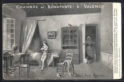 AK Bonaparte a Valence, chambre authentique du lieutenant Bonaparte 1785