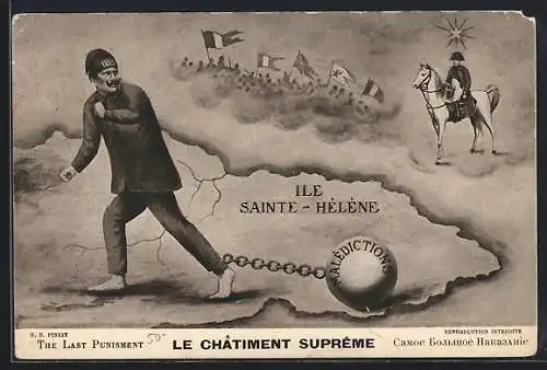 AK Ile Sainte-Héléne - Le Châtiment Suprême, Propaganda, 1. Weltkrieg, Karikatur Wilhelm II.