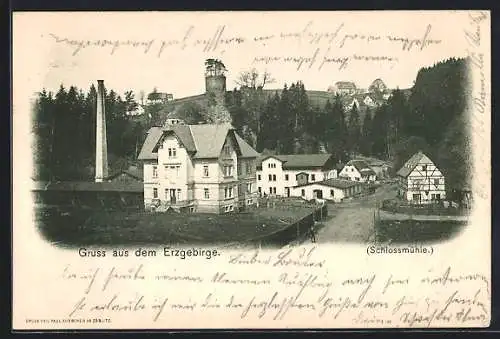 AK Zöblitz, Ortsansicht mit Schlossmühle