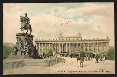 Lithographie Berlin, Lustgarten-Museum-Denkmal Friedrich Wilhelm der Dritte