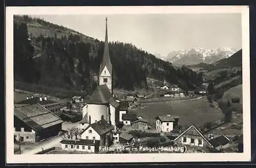 AK Hüttau im Pongau, Ortspartie mit Kirche