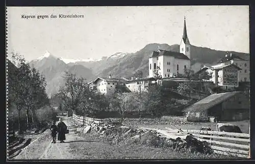 AK Kaprun, Teilansicht mit Kirche und Kitzsteinhorn