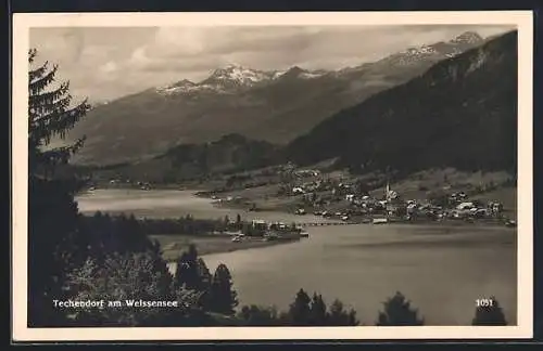 AK Techendorf am Weissensee, Panorama mit See und Bergen