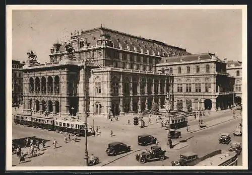 AK Wien, Opernhaus mit Strassenbahn