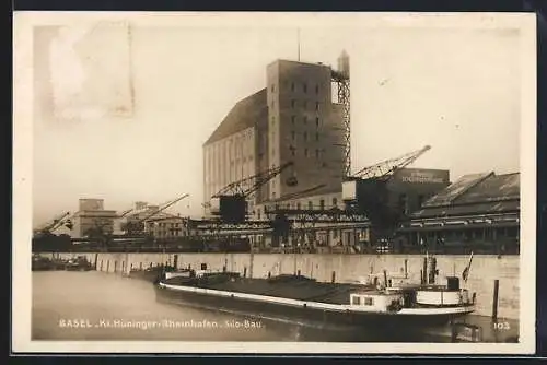 AK Basel-Kleinhüningen, Silo-Bau am Rheinhafen