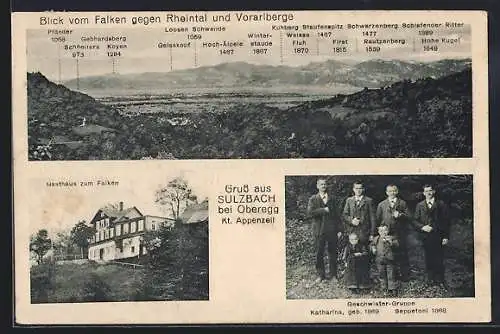 AK Sulzbach bei Oberegg, Gasthaus zum Falken, Blick gegen Rheintal und Voralberge