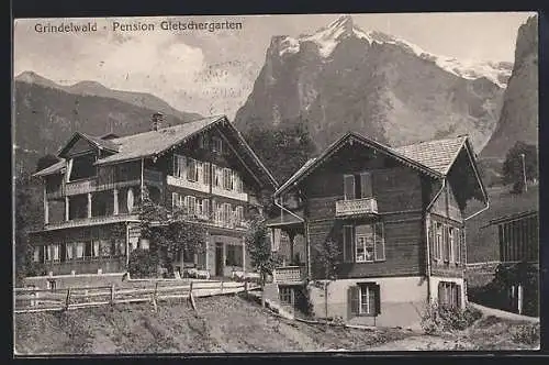 AK Grindelwald, Pension Gletschergarten gegen die Berge