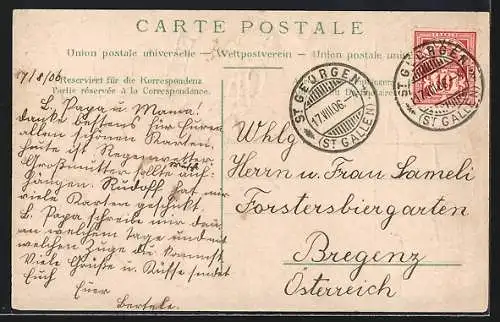 AK St. Gallen, Gesamtansicht der Cantine, Briefmarken