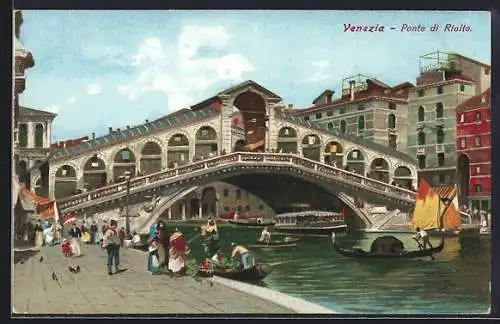 Künstler-AK Venezia, Ponte di Rialto